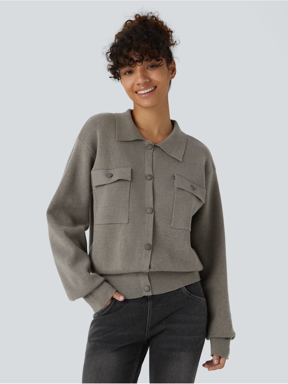Halara Button Front Sweater Cardigan | Women’s Small | Brown | Quiet Luxury